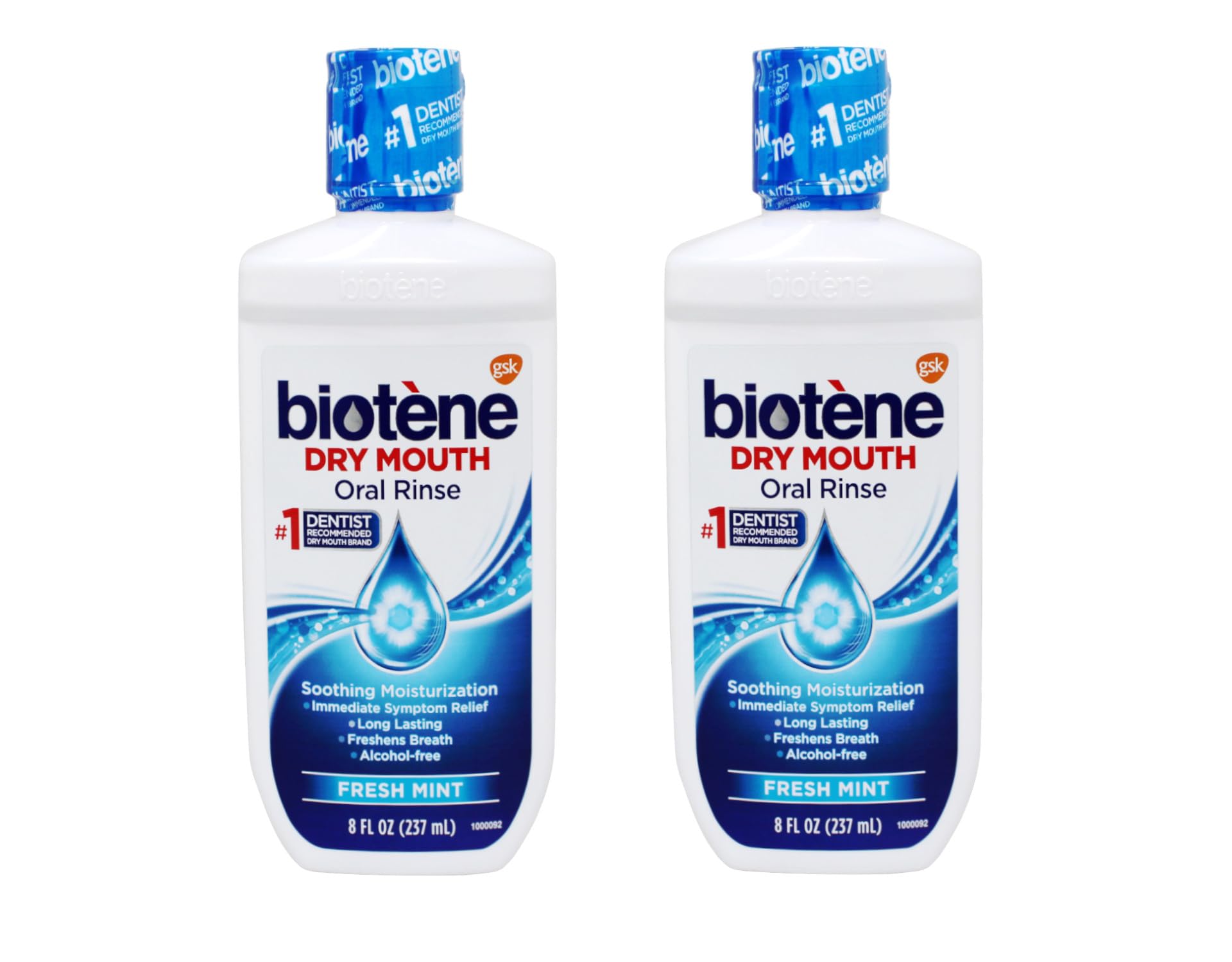 Biotene Dry Mouth Oral Rinse Mouthwash, Fresh Mint Flavor, Alcohol-Free, 8 fl oz (Pack of 2)