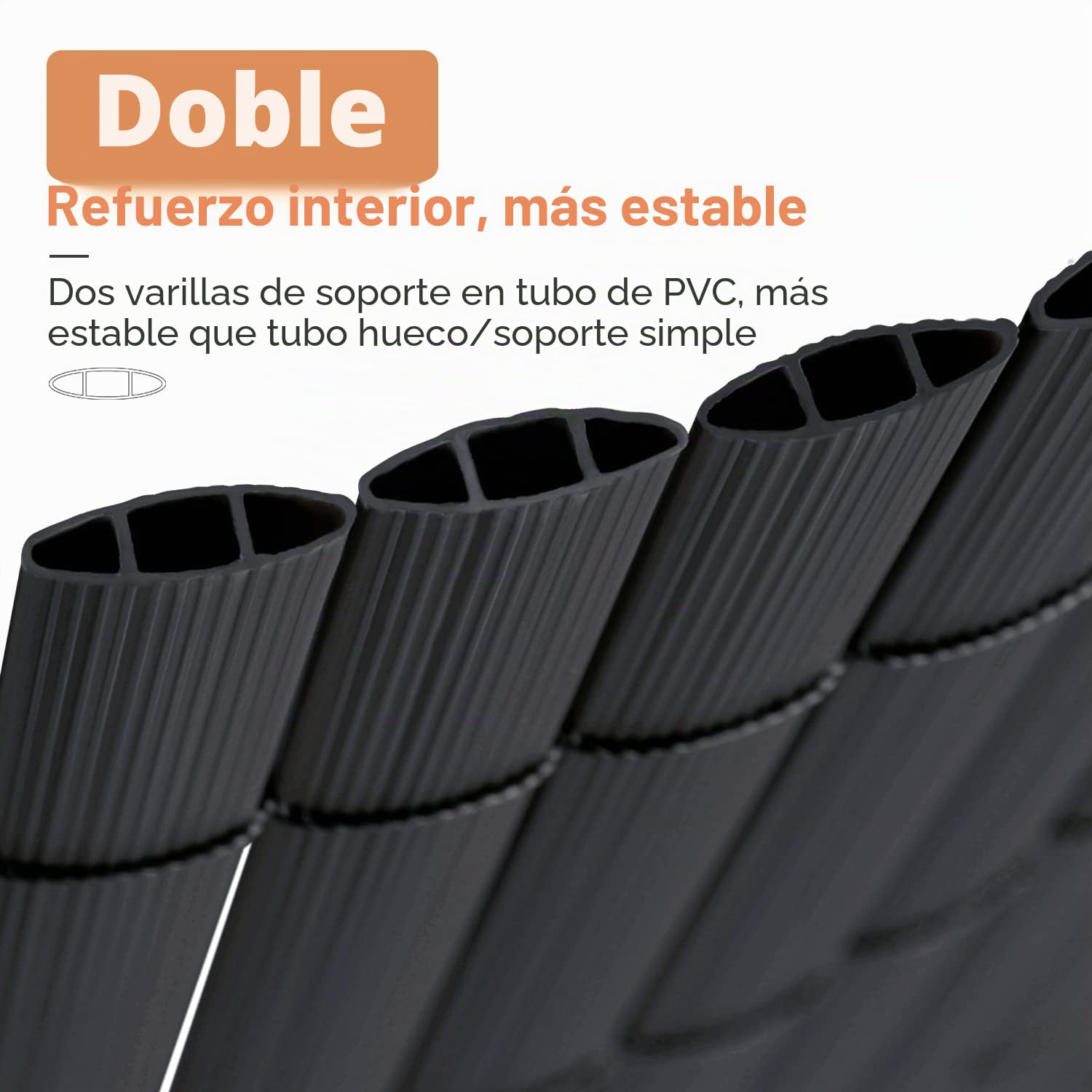 Sekey Cañizo PVC, Malla Ocultación con Bridas para Cables, Pantalla Privacidad Balcón Jardín, Doble Listones Reforzados, Resistente a la Intemperie, 90 x 300 cm, Antracita