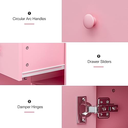 Miniatura 25 de Paddie Mesa de manicura, escritorio de maquillaje de uñas con parte superior de vidrio, estación de mesa para tecnología de uñas con ventilación