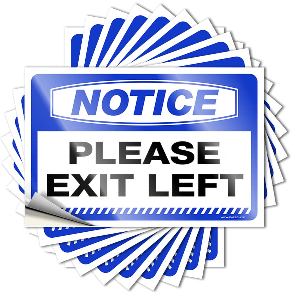 Plain Quote Durable Garage | Notice Please Exit Left Summer Self Adhesive Sticker for Outside DIY(12X18CM)