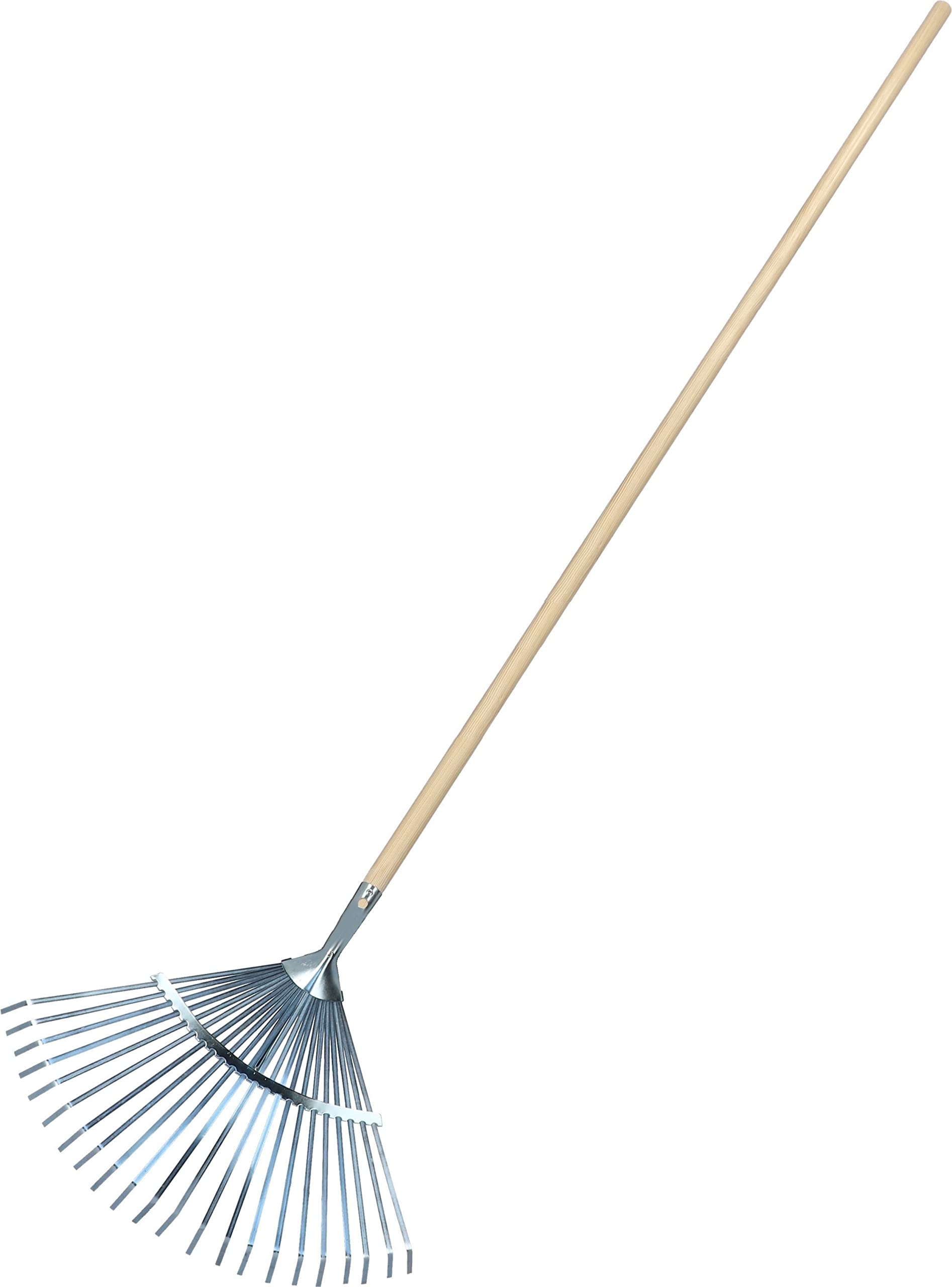 KOTARBAU® Rastrillo Jardín - Acero - 45 cm - Regulable - Rastrillo Hojas Jardín - con Mango 183 cm - Herramienta Robusta para Jardinería - Plateado y Madera Natural