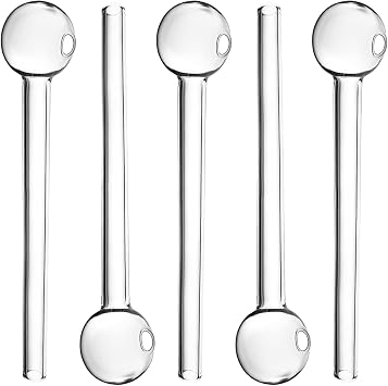 5pcs Glass Pipe Oil Burner Male glass tubes, 13cm Borosilicate GLass Pipe, GlAss Straws with Ball-Shaped, Mini Portable Heat Resistant GlaSS Oil Burner, Clear Thick Oil Pipe for Travel and Relaxation