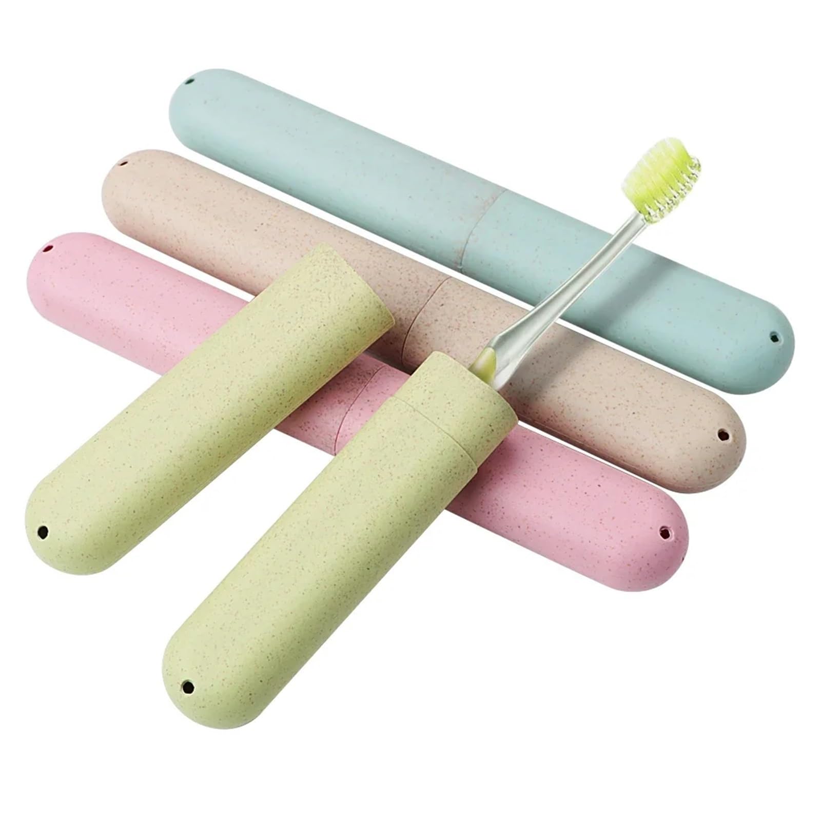 Custodia per spazzolino da denti, 20 pezzi, portatile, da viaggio, per proteggere gli spazzolini da denti (beige)