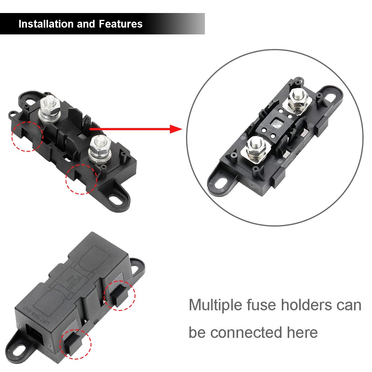 Fusibles 100 A MEGA/AMG, 6 Fusibles 100 A MEGA/AMG à Courant élevé Boulonnés Pour Voitures, Camions, Véhicules De Construction, Bus, Caravanes, Marins (100 A/32 V - 11