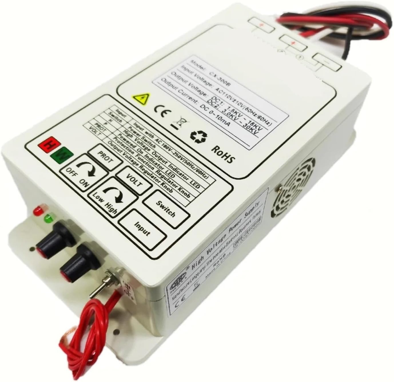 High Voltage Power Supply 3KV - 30KV Dual Output CX-300B,Electrostatic Ionization, Spraying, Cleaner Air Purification(110 V)
