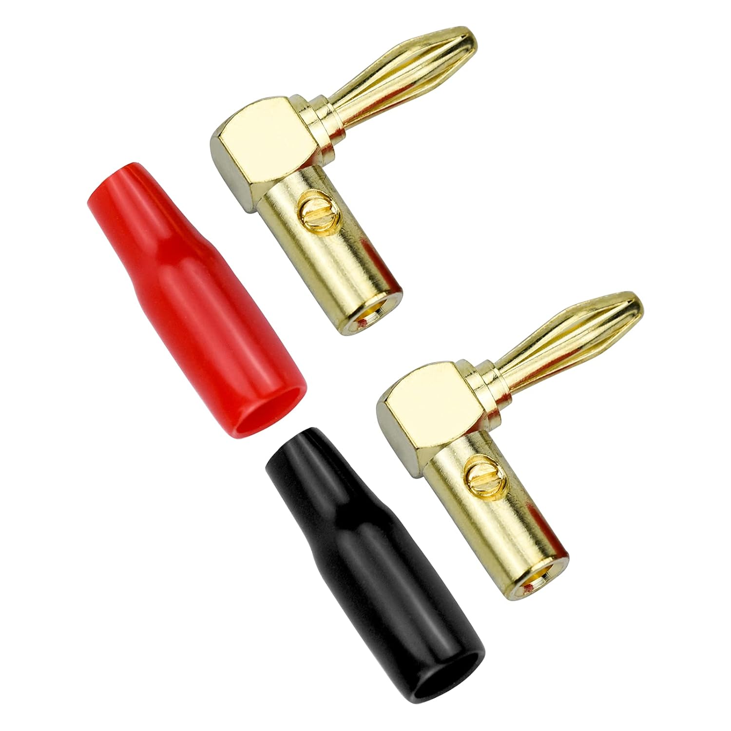 Winfred Black&Red 90 Degree Banana Plugs 24K Gold 90 Degree Right