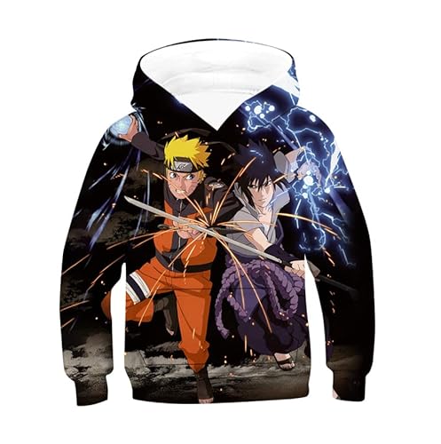 Garçons Filles Hoodies Naruto Impression 3D Cool Sweat Dessin Animé Garçon Fille Enfants Pull Automne Hiver,6,8 Ans Cover