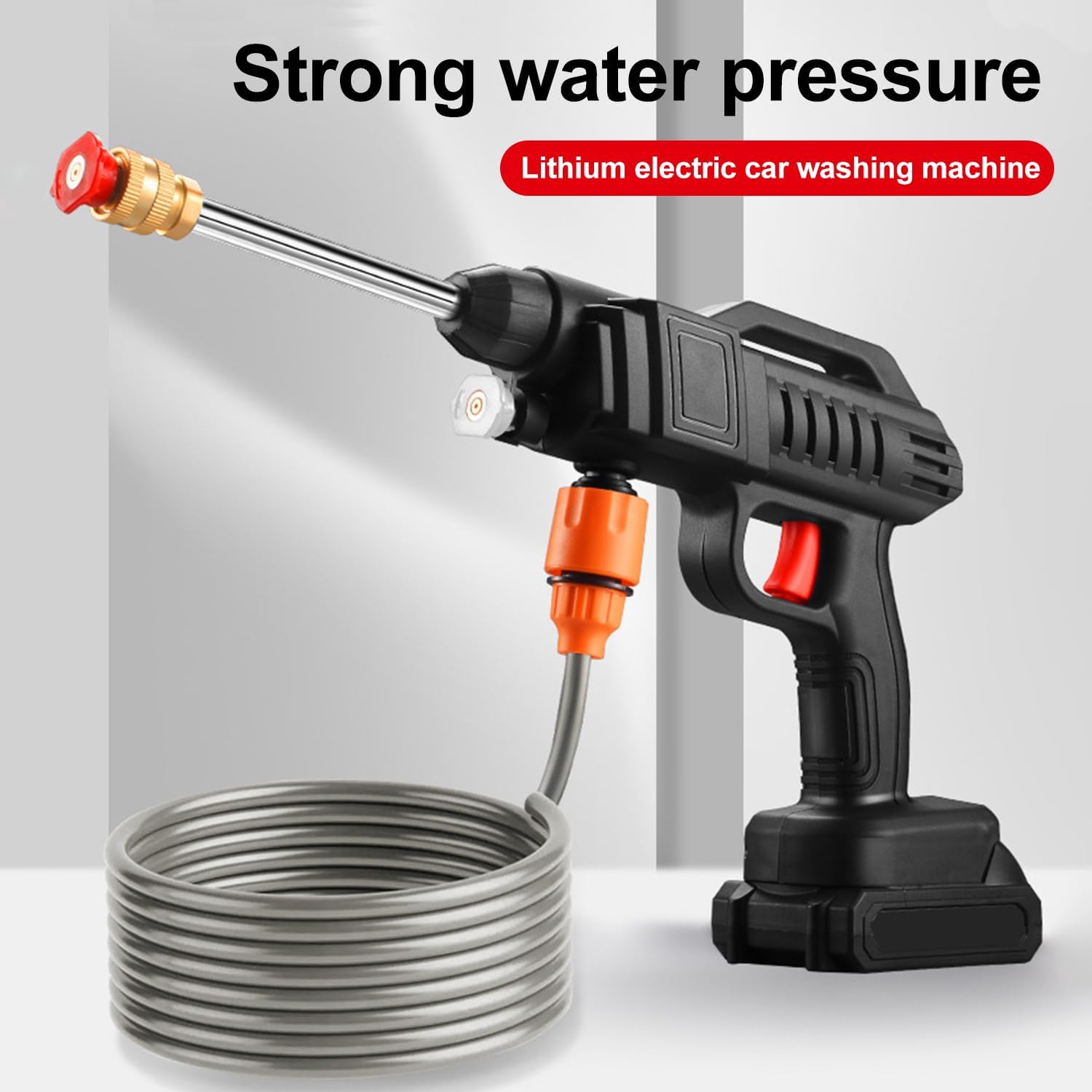 Bateria myjka ciśnieniowa, 21 V MAX 35 bar Press & Clean Pistolet do mycia z 2 x 6000 mAh, przenośna myjka wysokociśnieniowa do samochodu, tarasu, okien, basenu (z 2 bateriami)