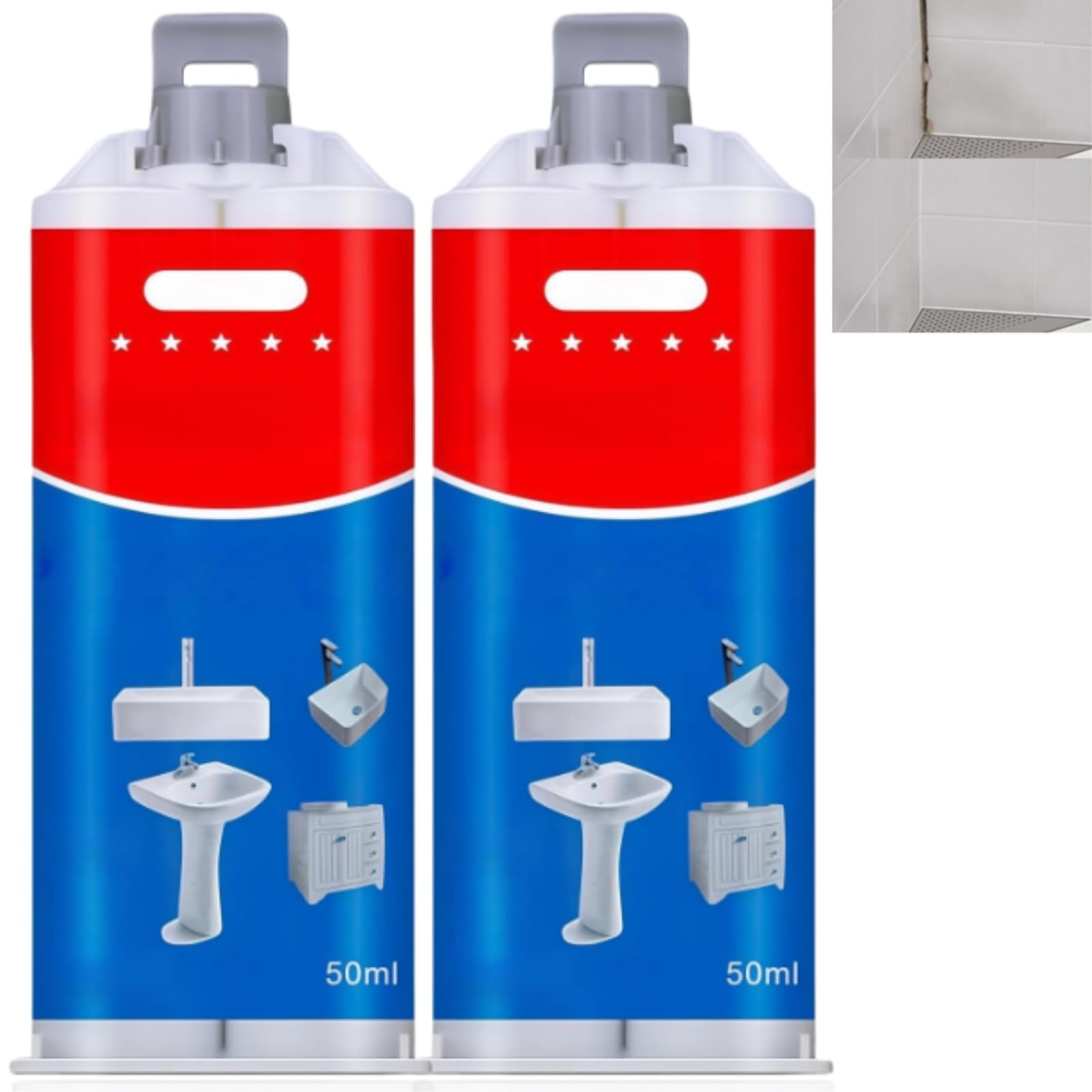 2PCS Porcelain Tile Repair Kit, Ceramic Tile Repair Kit, Water Resistant White Porcelain Filler Paste, Bath Enamel Repair Kit, Shower Tray Repair Kit, Ceramic Sink Repair Kit, Plastic Bath Repair Kit