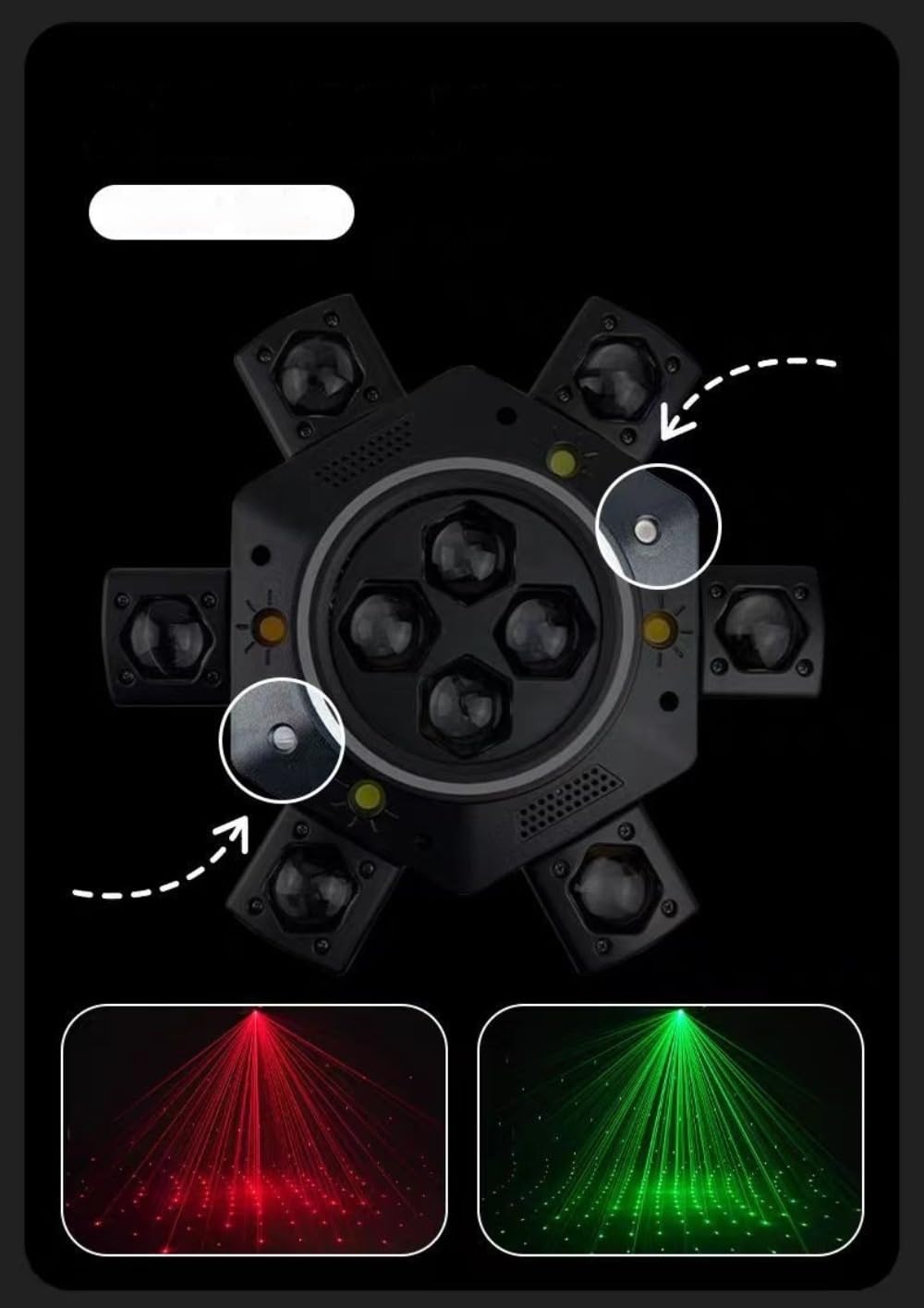 Multi-Beam-LED-Atmosphärenlicht, Moving Head LED DJ Bühnenlicht, 150W 4 Lampenarm RGBW Gobo Beam Discolicht Partylicht mit Fernsteuerung, für DJ Bar Geburtstag Club Hochzeit