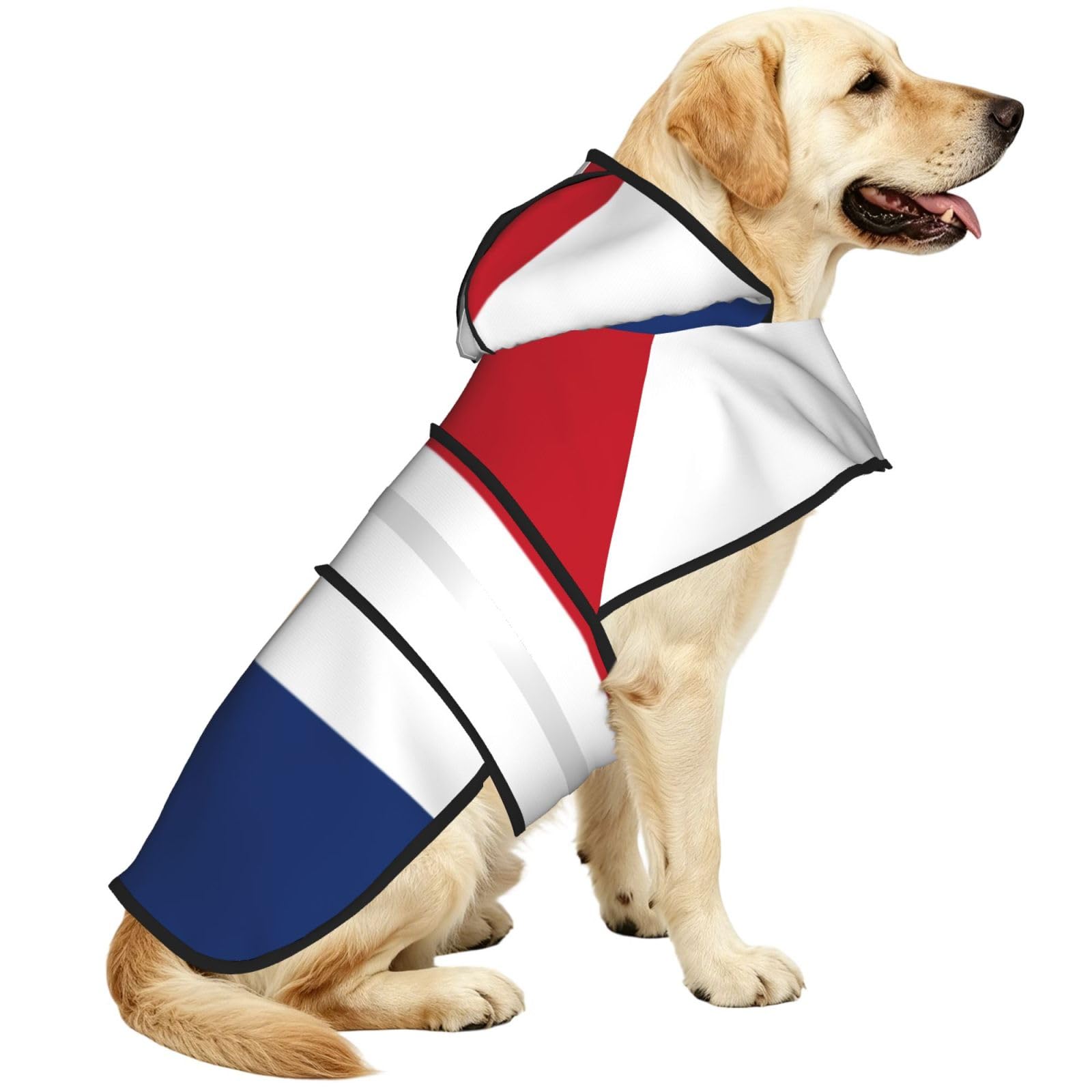Dutch Flag Waterproof Dog Raincoat And Rain Jacket With Hood, Reflective Strips And Adjustable Belly Strap, Fits Small To Large Dogs
