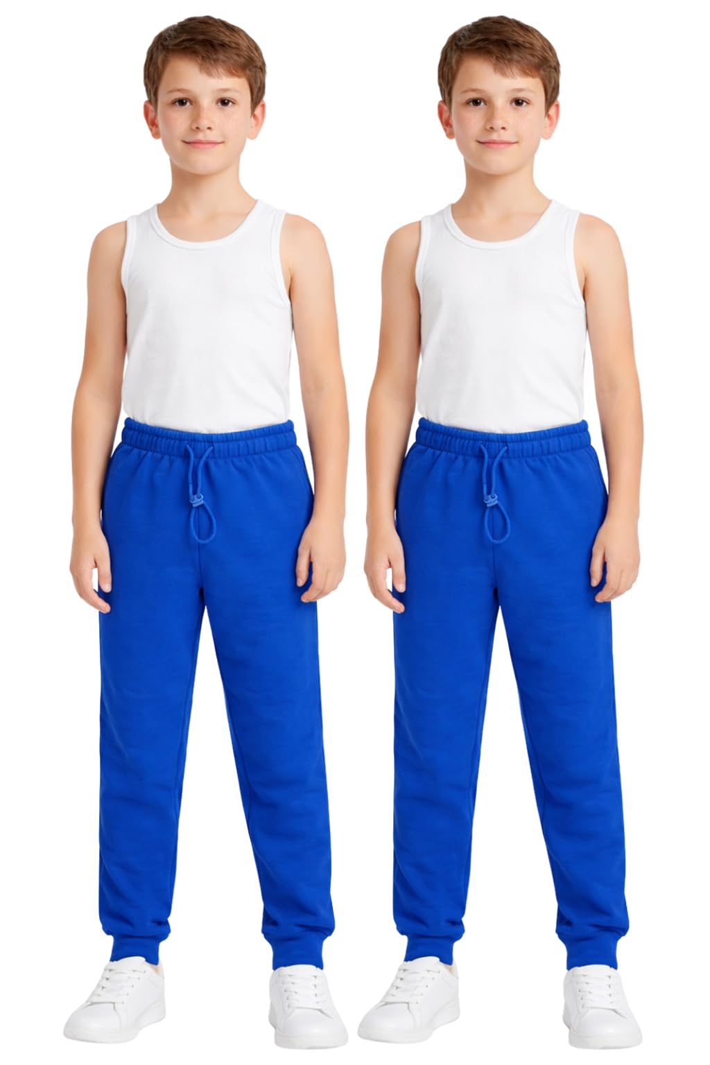Pantaloni da jogging per ragazzi e ragazze, tinta unita, con