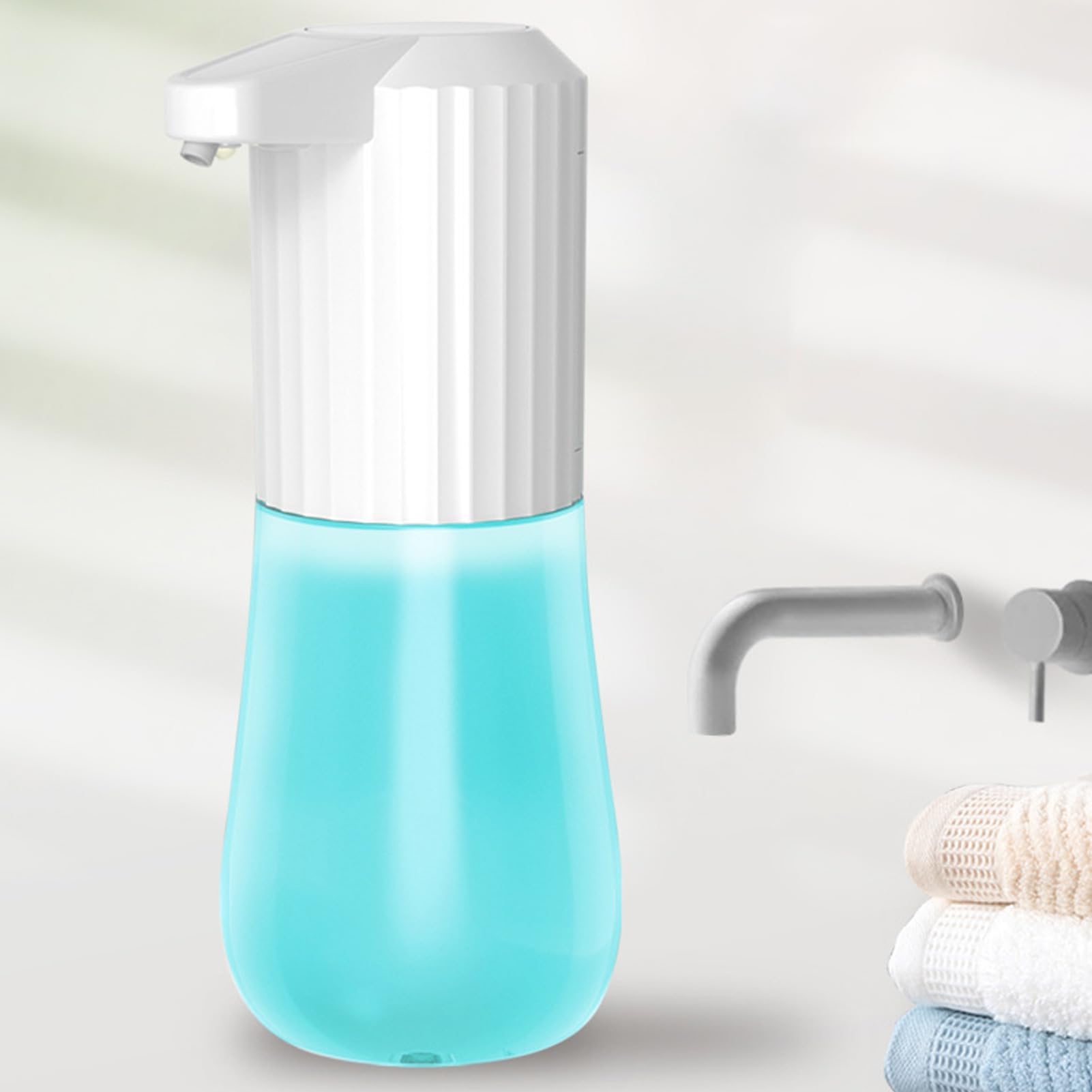 Yuecoom Automatic Soap Dispenser, White 600ml Large Capacity Automatic Sensor Hand Soap Dispenser, Multi Occasion Dish Soap Dispenser for Kitchen Sink Bathroom(Spray)