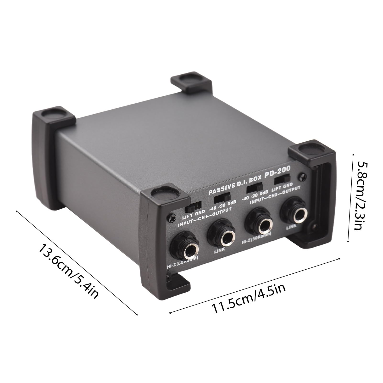 Unità DI-Box passiva a 2 canali Eliminatore di ronzio Direct Box per strumenti da 1/4'' a XLR Trasformatore di impedenza professionale Isolatore audio DI Direct Box per tour e spettacoli dal vi
