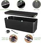 Boîte de gestion de câble, grand organisateur de cordon pour cacher la bande de puissance & Sous le bureau, TV Hider de fils d'ordinateur avec clips de câble & Liens réutilisables pour la maison / bureau (noir)