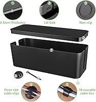 Vista 4 de Cable Management Box, Large Cord Organizer Box to Hide Power Strip & Under Desk,TV Computer Wires Cable Organizer Hider Box with Cable