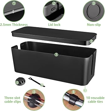 Cable Management Box, Large Cord Organizer Box to Hide Power Strip
