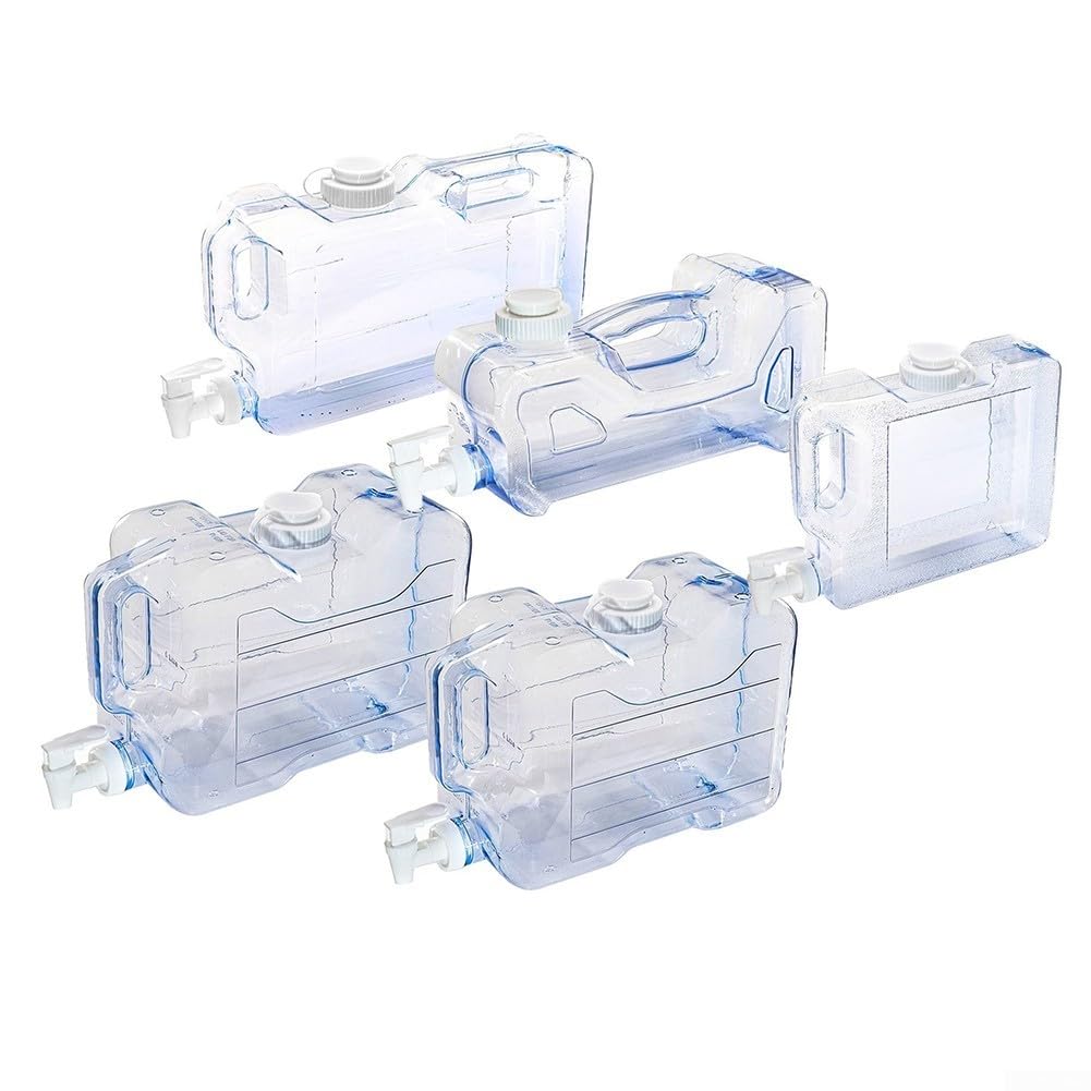 Dispensador de agua de plástico de 37 5 litros con grifo para refrigerador, diseño reutilizable y ahorra espacio, fácil de llenar tazas o botellas (5.7 L)