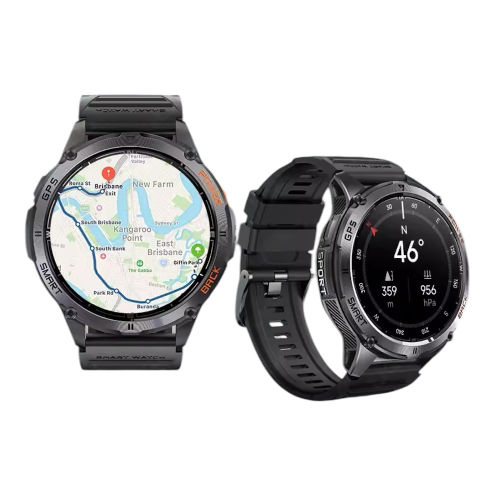 Orologio intelligente da uomo militare con GPS, torcia elettrica, impermeabile, 50 m, 530 mAh, schermo da 1,43 pollici, AMOLED 460 x 460, SmartWatch Sport Monitor per la salute