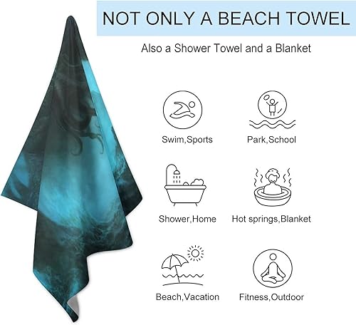 Miniatura 3 de Cthulhu in Deep Ocean - Toalla de playa suave de secado rápido, toallas de playa grandes para adultos