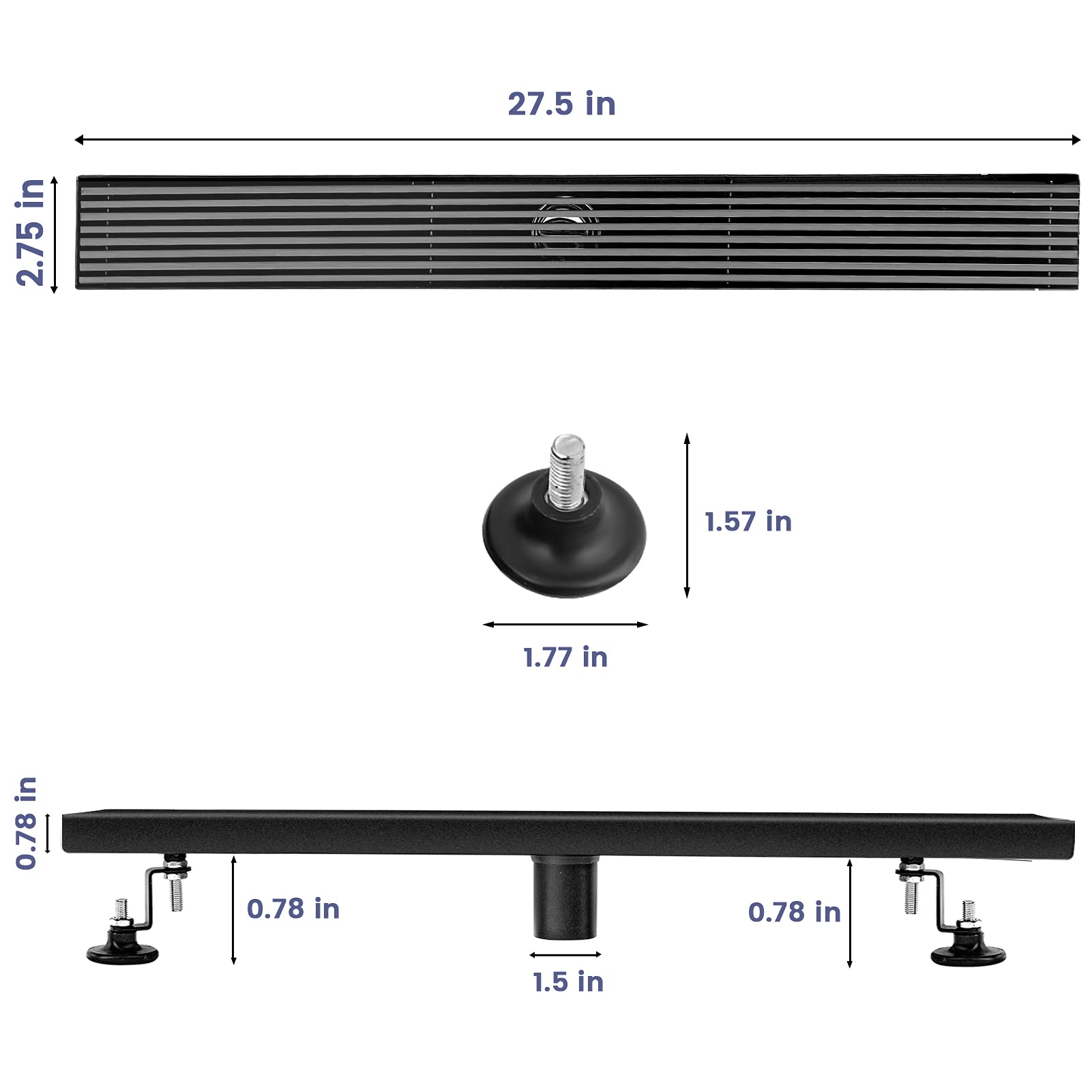 28 Inch Linear Shower Floor Drain, Rectangular Shower Drain with