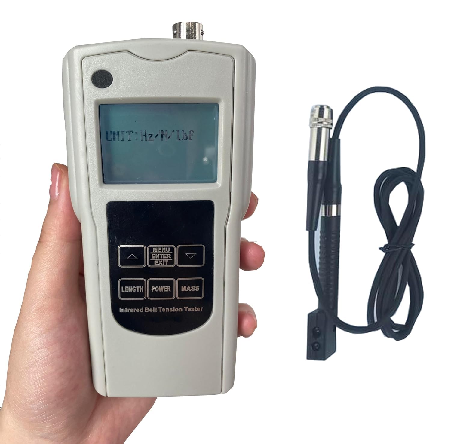 CNYST Digital Infrared Belt Tension Meter Infrared Belt Tensiometer withTwo Different Units of Metric or Imperial System Measurement Range 10Hz~500Hz Total Error <5%