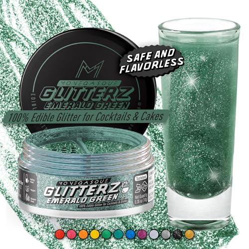 Image of MONEGASQUE Emerald Green Edible Glitter for Drinks & Cakes, 10g