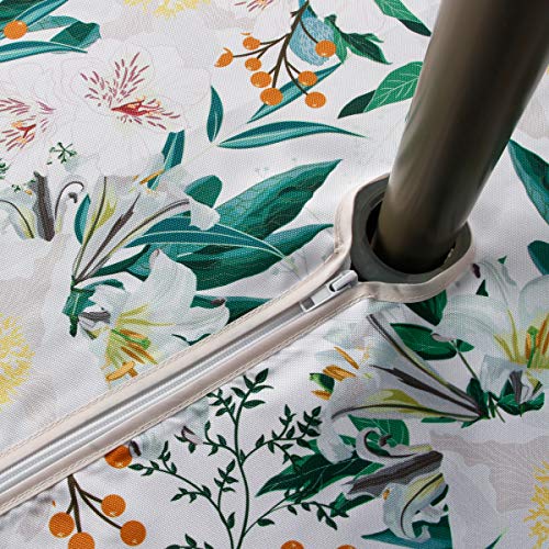 Ehousehome Outdoor and Indoor 60inch Round Tablecloth with Umbrella Hole and Zipper, Waterproof Zippered Patio Table Cloths, Spring/Summer Table Covers for Backyard Circular Table/BBQs/Picnic