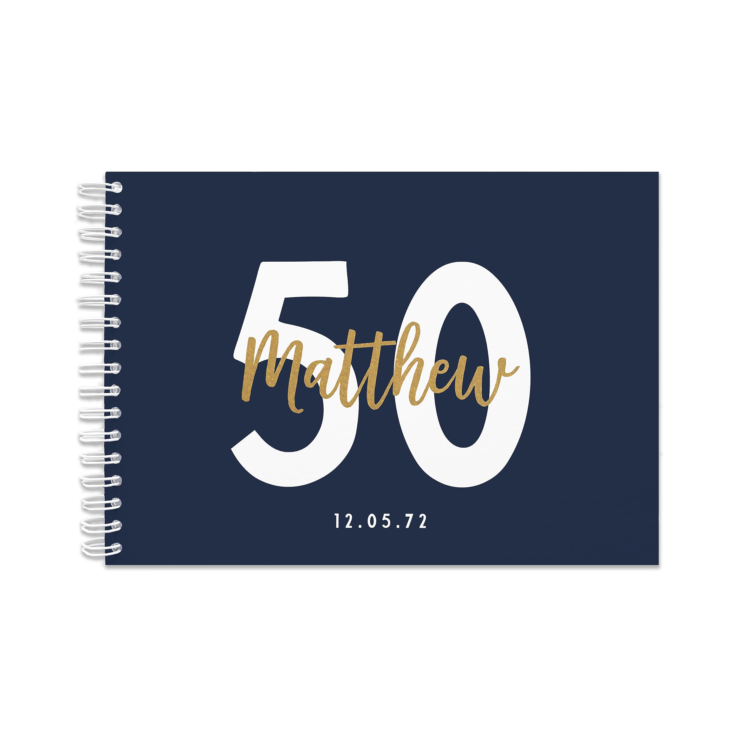 Personalised birthday guestbook | signing birthday guest book scrapbook notebook memories | 30th 40th 50th 60th 70th 80th 90th birthday sign in birthday party decor (A5 Paperback Navy) — image 1