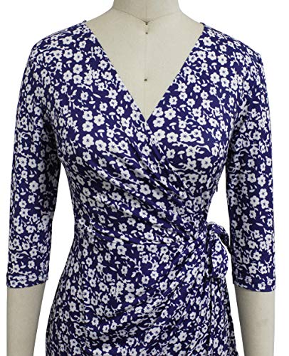 Image of Berydress Women's 3 /4 Sleeve V Neck Casual Party Work Faux Black Wrap Dress