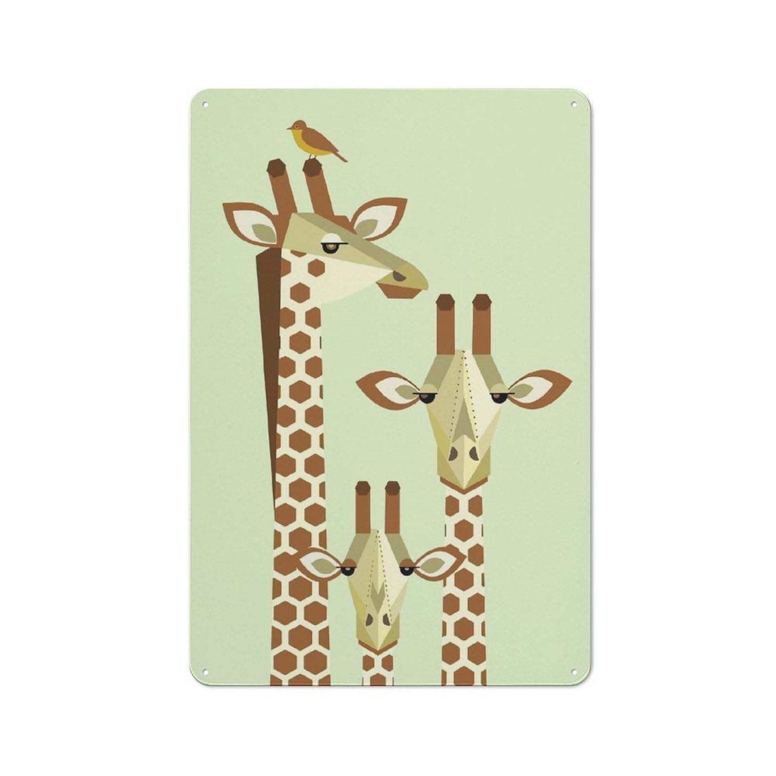 Junmoney Giraffe Family Vintage Metal Sign 30X20cm For Dining Room Or Kitchen, Suited To Home Decor Collectors