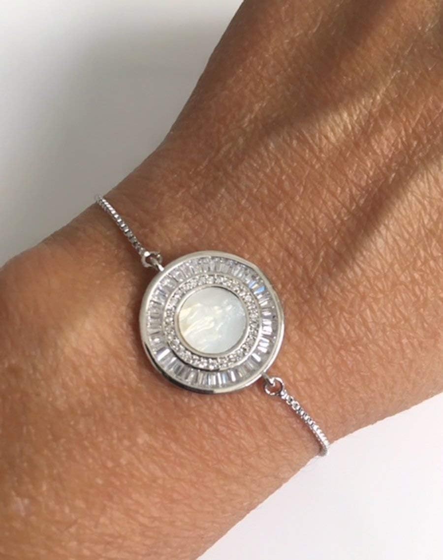 Silver Plated Miraculous Medal Adjustable Bolo Chain Bracelet Virgen de La Milagrosa - Image 4