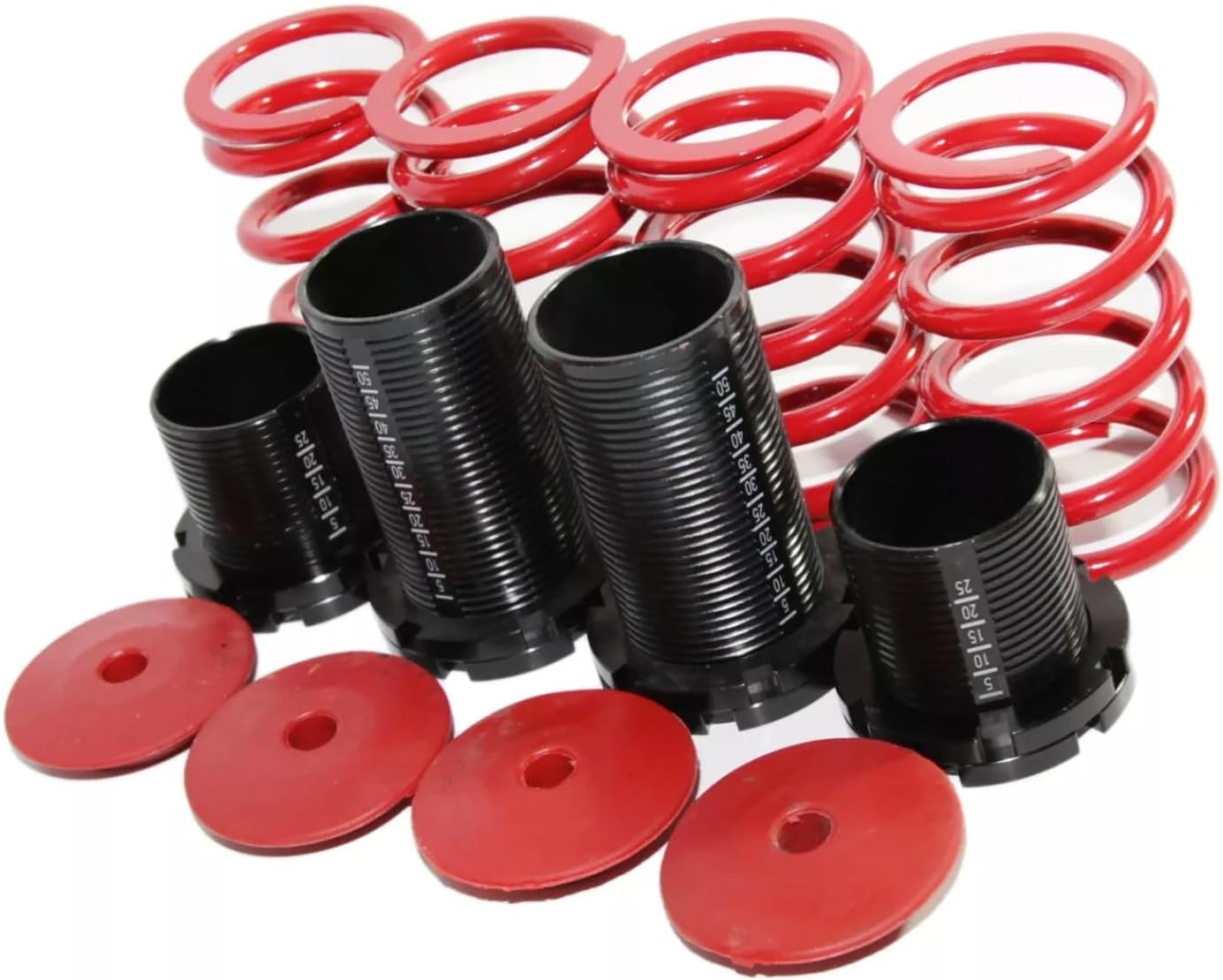 Adjustable Suspension Steel Drop Lowering Spring Replacement for 1990-1999 Mitsubishi Eclipse 1990-1998 Eagle Talon silver (red/black)