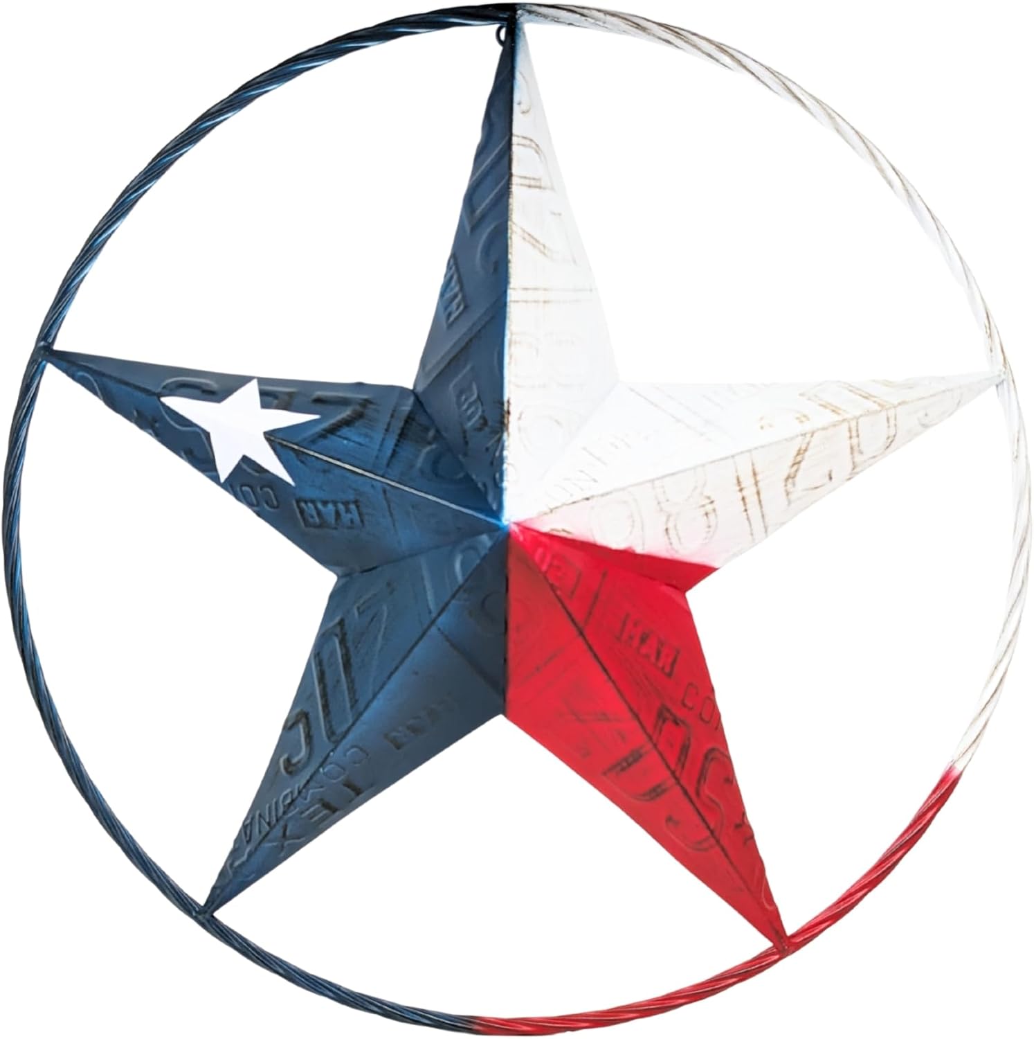 BestGiftEver Texas Star Metal Wall Decor – 24" Rustic Lone Star License Plate Style – Western Texas Wall Hanging – State-Themed Metal Circle Art for Patio, Living Room, or Garden