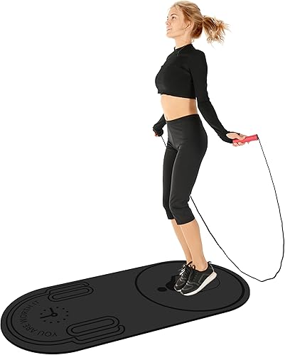 Miniatura 12 de Alfombrilla antideslizante para saltar con cuerda de absorción de impactos, para adultos y niños, para el hogar, interior, entrenamiento, ejercicio