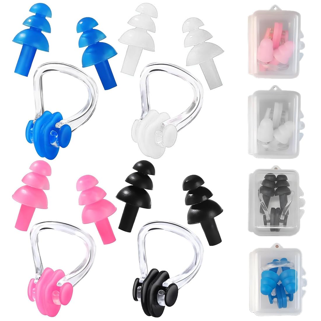 Set Pince-nez Et Bouchons D'oreilles De Natation – 4+4 Pièces, étanche Et Réutilisable