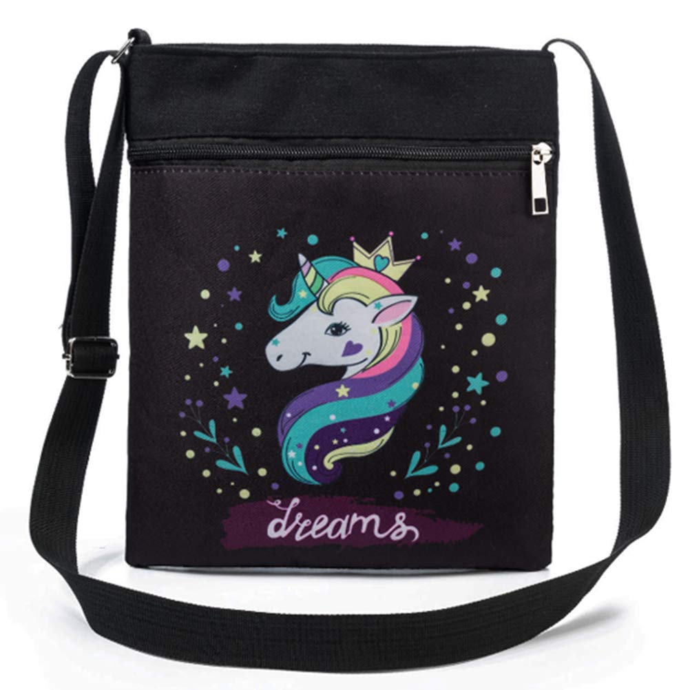 RARITYUS Women Girls Canvas Crossbody Bag 3D Unicorn Design Messenger Shoulder Bag Wallet Purse Cell Phone Pouch