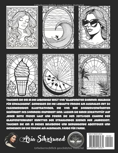 Glasfenster Sommer: Malbuch für Erwachsene (Glasfenster Malbücher für Erwachsene) (German Edition)