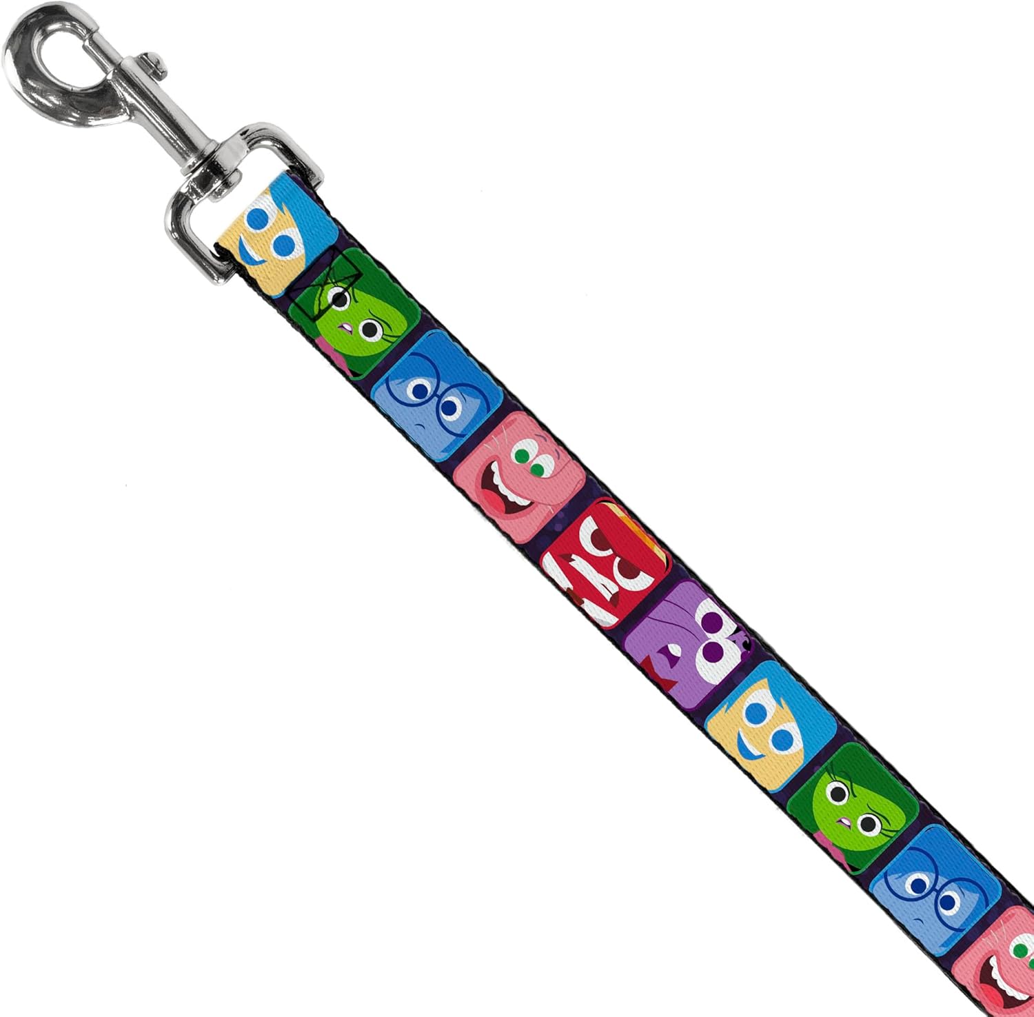 Buckle-Down Dog Leash Inside Out 6 Character Esxpression Blocks Purple Multi Color 6 Feet Long 1.0 Inch Wide (DL-6FT-WDY287)