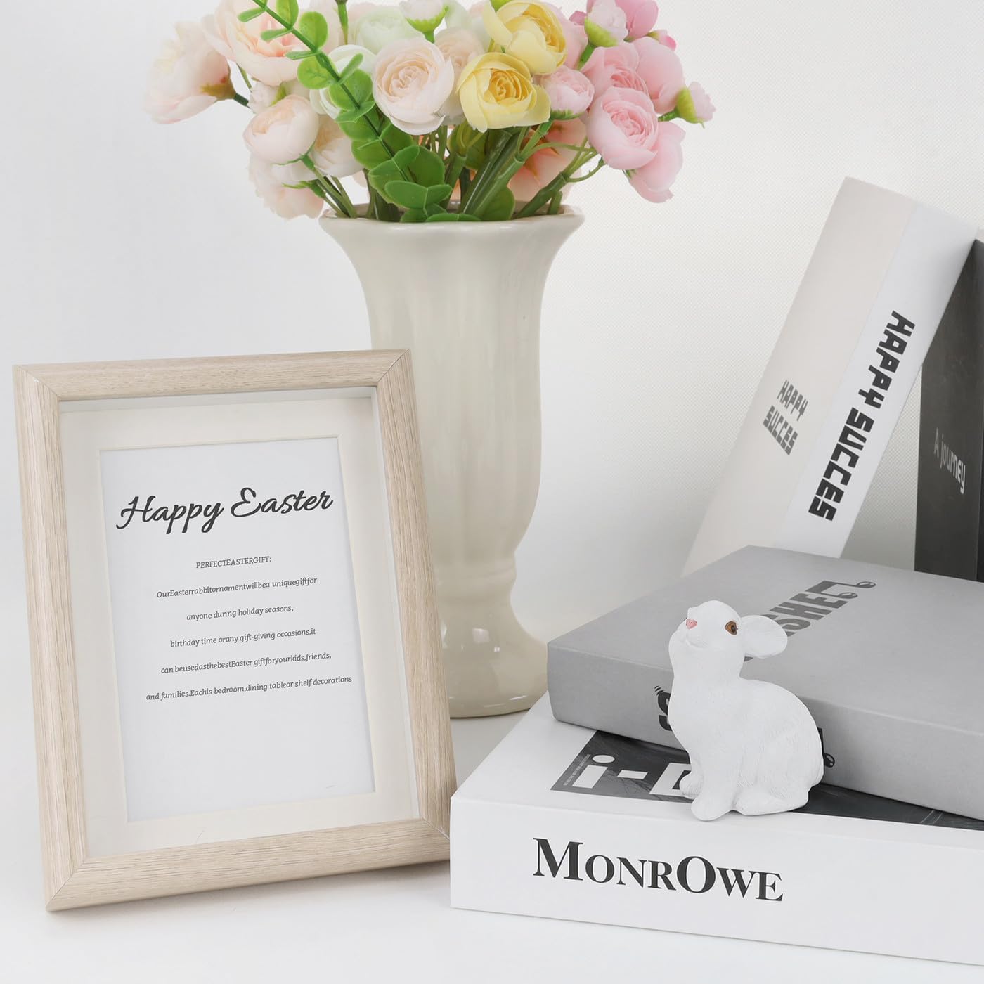 DUQGUHO Easter Bunny Figurines White Bunny Statue Spring Home Decor Easter Bunny Decorations Small Resin Rabbit Easter Bunny Figurines Animal Statues 3 Inch 1PCS - Image 2