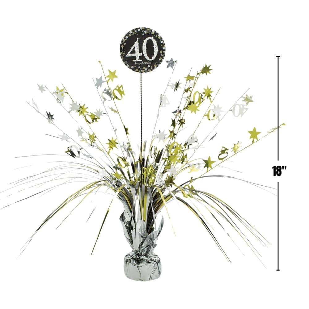 Amscan Sparkling Celebration 40th Birthday Spray Centerpiece, 18