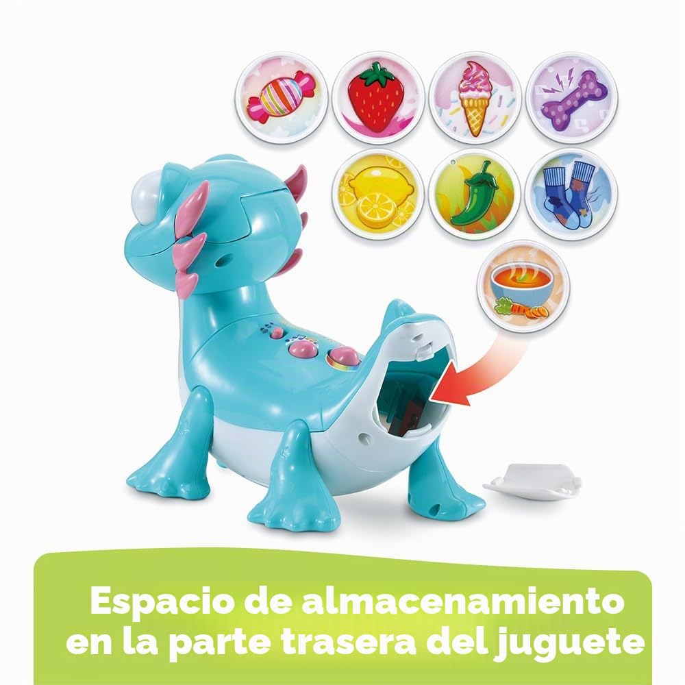 VTech – Cebulón, Mi compañero Glotón, Animal interactivo Axolotl que habla, canta, come y reacciona, descubrimiento en colores de las emociones, juguete educativo, regalo para niños a partir de 2 años