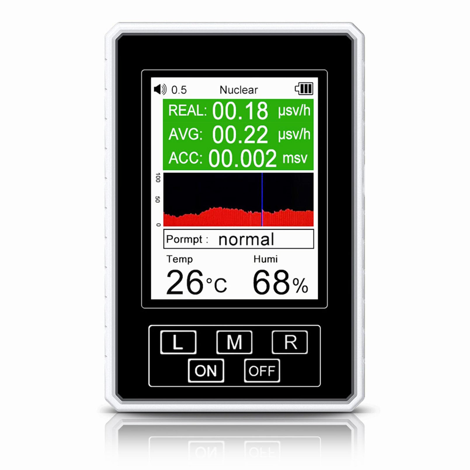 Detector de radiación nuclear portátil con pantalla LCD y batería recargable para rayos X