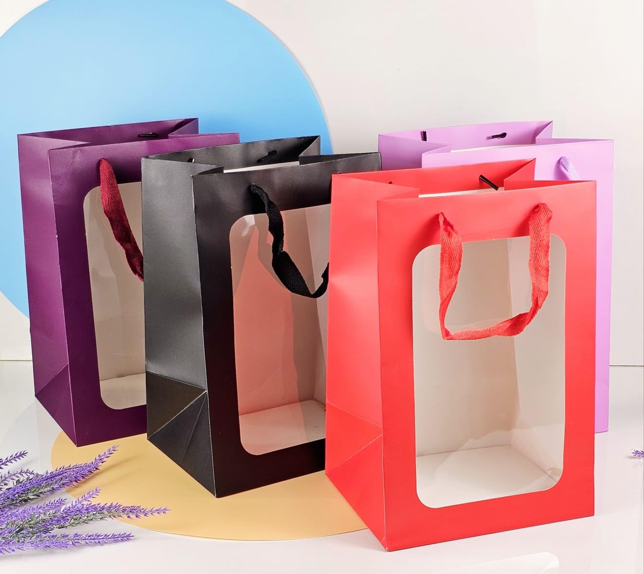 SATYAM KRAFT 4 Pcs Random Color Transparent Window Bag Goodie Bags With Handle Bag,Hamper Bag,Carry Bags,Shopping Gift Bag,Christmas Gifting,Presents,Return Gifts,Birthday,Wedding,Festivals(Large, Multicolor) (B0D7CZ25C5) Amazon Price History, Amazon Price Tracker