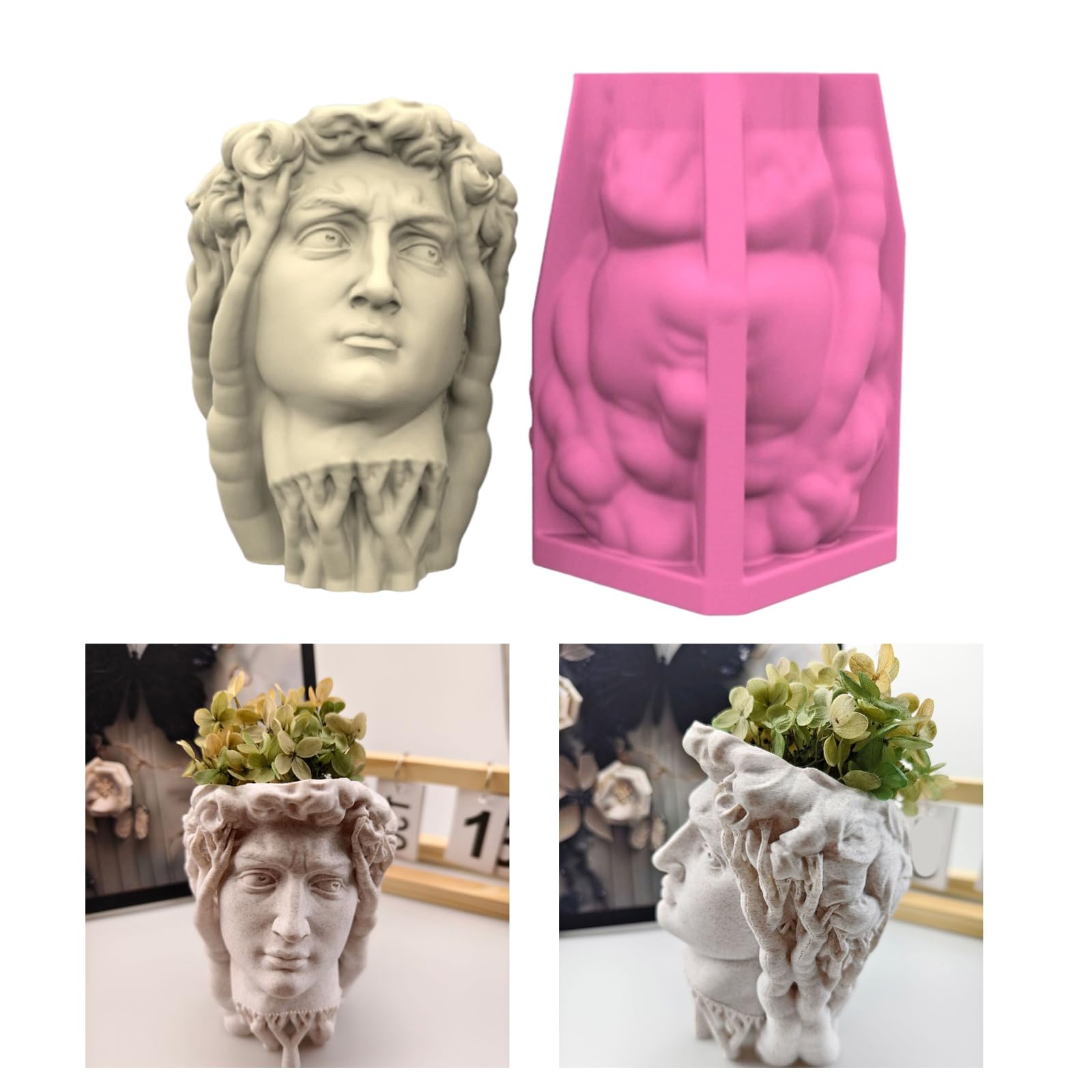 Elnwnnkc Succulent Planter Mold, Handsome Guy Silicone Flower Pot Molds Candle Holder Molds for Concrete Epoxy Resin, Easy Demold Gypsum Jewelry Storage Box Makeup Pen Holder Mould Home Decors