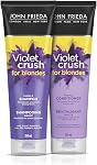 John Frieda Violet Crush Intense Purple Shampoo for Brass Repair of Natural, Colour-Treated, and Bleached Blonde Hair | Neutralizes Brassiness and Yellow tones | Cool tone blonde | Intense Purple Pigments (250 mL) Packaging May Vary