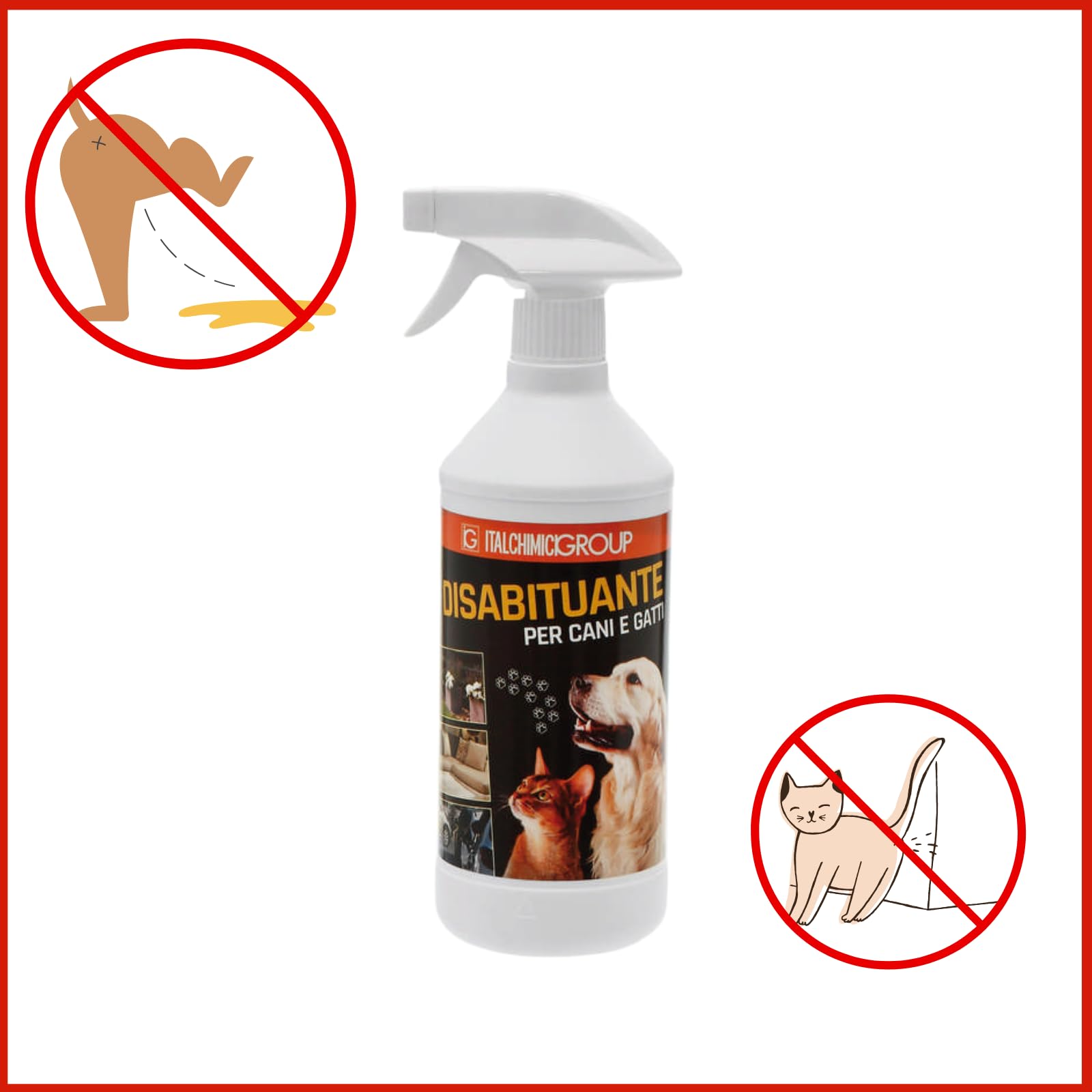 ITALCHIMICI GROUP Disabituante Spray Anti urina Pipi per Cani e Gatti, Uso da Interno ed Esterno, Repellente per Animali Domestici 750 ML