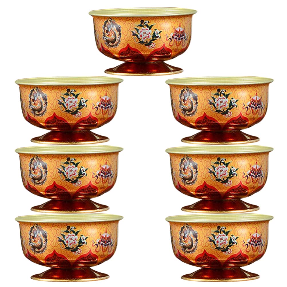 Zerodeko Buddhist Offering Bowls Desk Topper Desk Topper 7 Pcs Chalice Cup Water Offering Bowl Cups Buddha Worship Sacrificial Tea Cup for Home Temple Decor Singing Bowl
