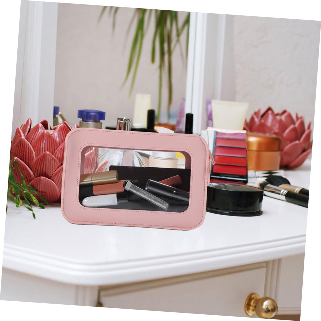 2pezzi Borsa Cosmetica Trasparente Con Doppia Cerniera Organizer Da Viaggio Per Cosmetici e Toiletries Per Aeroporto e Valigia