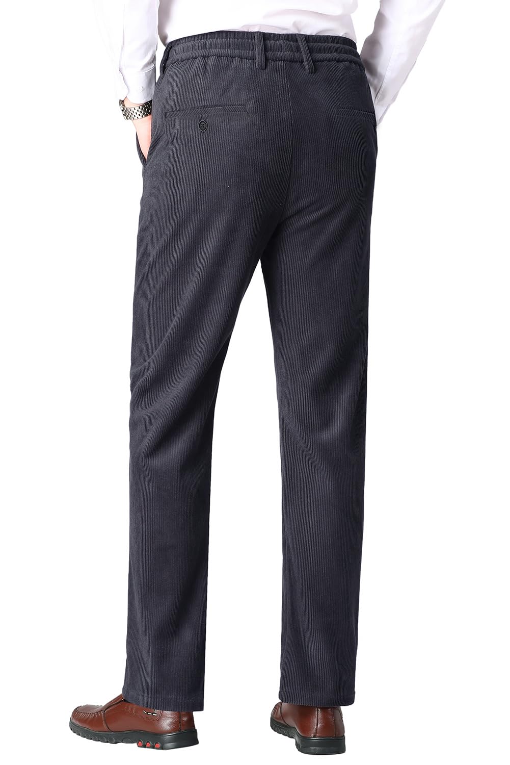 Pantaloni da Uomo in Velluto a Coste Ufficio Pantaloni Eleganti Elasticizzato Pantaloni da Jogging Formale e Casual con Coulisse